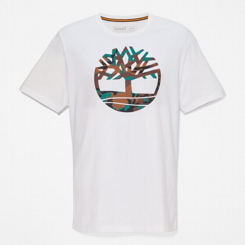 Pánské Tričko Timberland Outdoor Heritage Camo Tree-Logo T-Shirt Bílé | TI05869-092