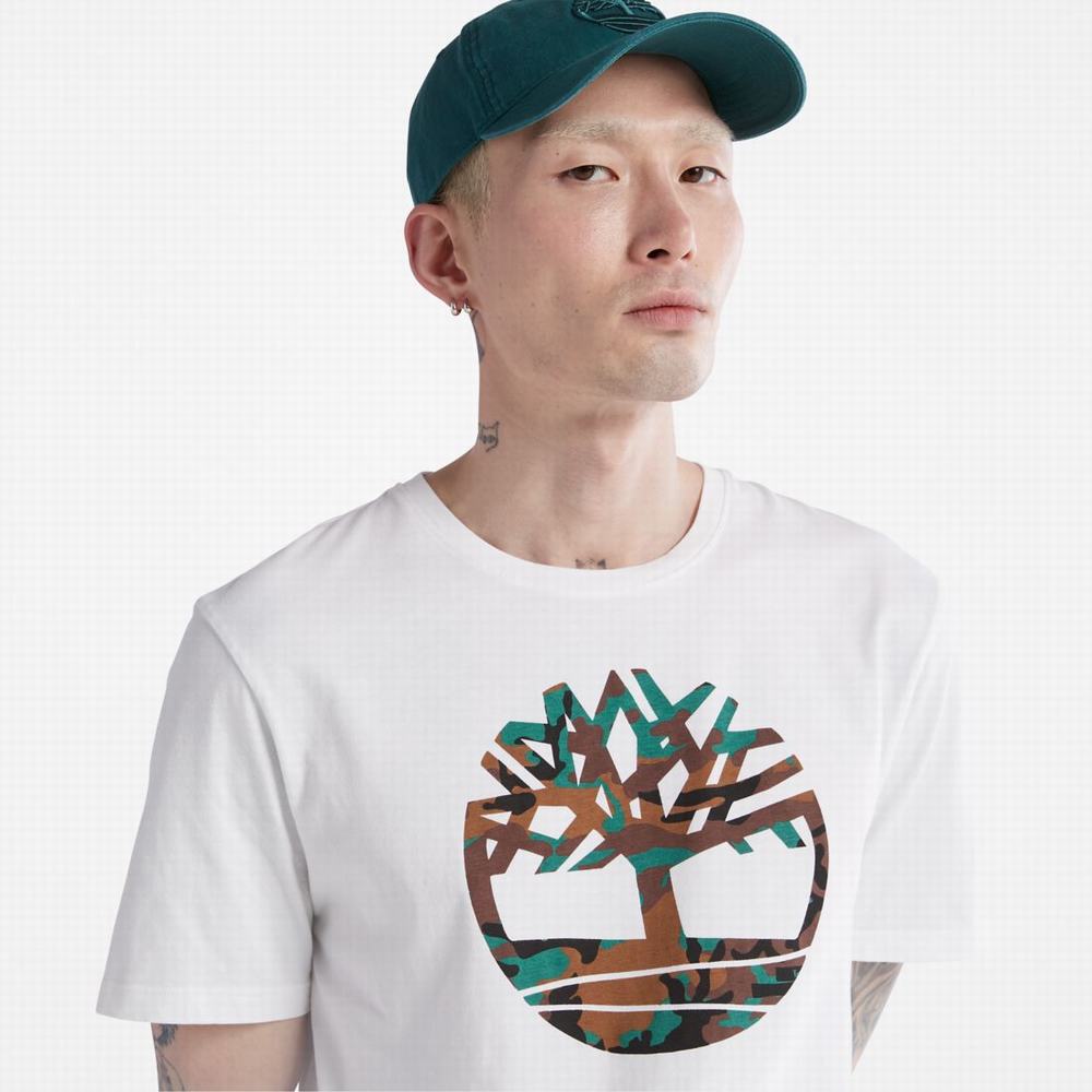Pánské Tričko Timberland Outdoor Heritage Camo Tree-Logo T-Shirt Bílé | TI05869-092