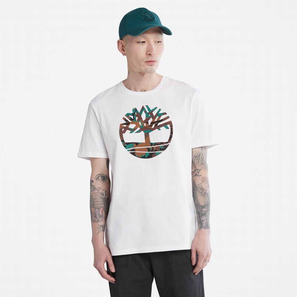 Pánské Tričko Timberland Outdoor Heritage Camo Tree-Logo T-Shirt Bílé | TI05869-092