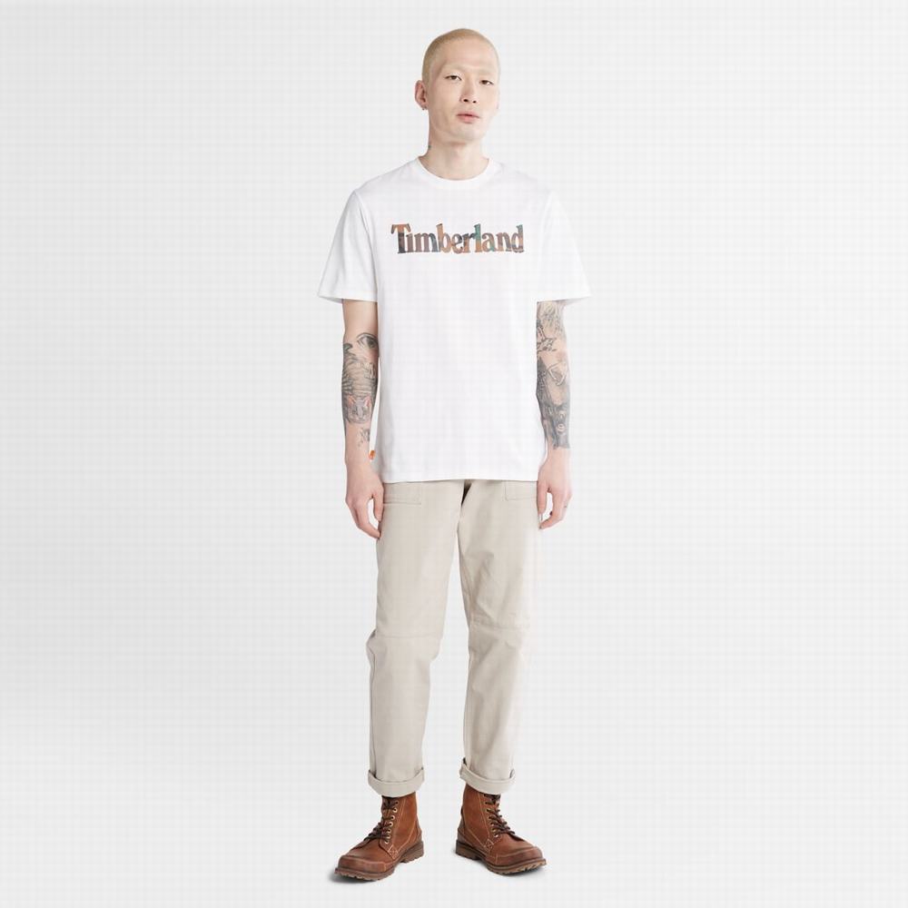 Pánské Tričko Timberland Outdoor Heritage Camo-Logo T-Shirt Bílé | TI06382-436