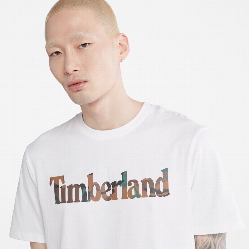 Pánské Tričko Timberland Outdoor Heritage Camo-Logo T-Shirt Bílé | TI06382-436