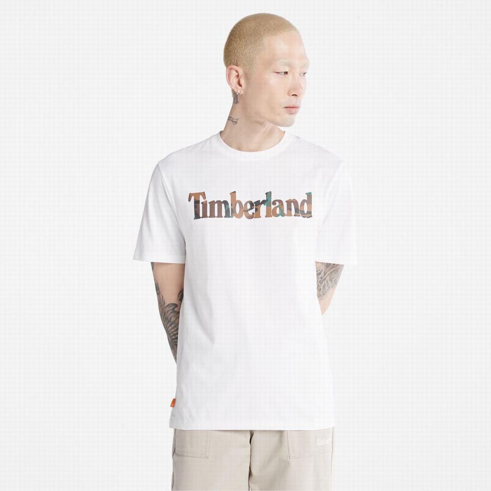 Pánské Tričko Timberland Outdoor Heritage Camo-Logo T-Shirt Bílé | TI06382-436