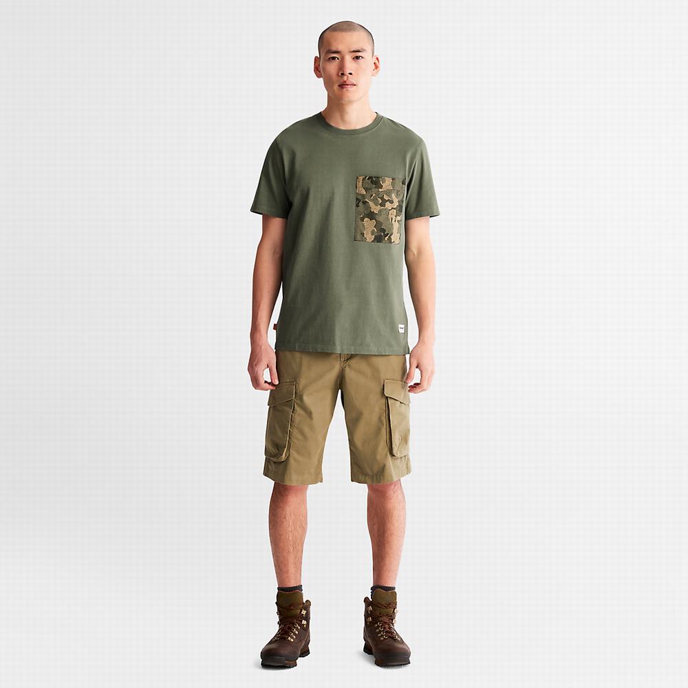 Pánské Tričko Timberland Outdoor Heritage Camo-Pocket T-Shirt Tmavě Zelene | TI13487-314
