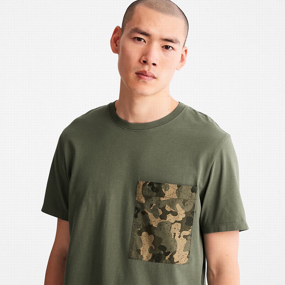 Pánské Tričko Timberland Outdoor Heritage Camo-Pocket T-Shirt Tmavě Zelene | TI13487-314