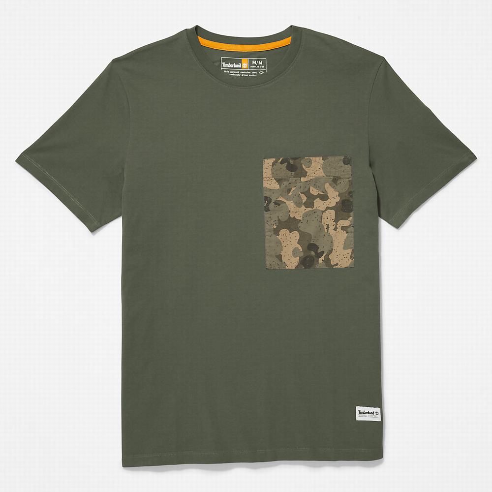 Pánské Tričko Timberland Outdoor Heritage Camo-Pocket T-Shirt Tmavě Zelene | TI13487-314