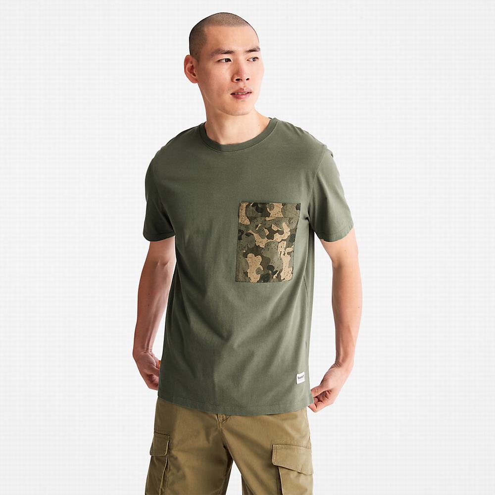 Pánské Tričko Timberland Outdoor Heritage Camo-Pocket T-Shirt Tmavě Zelene | TI13487-314