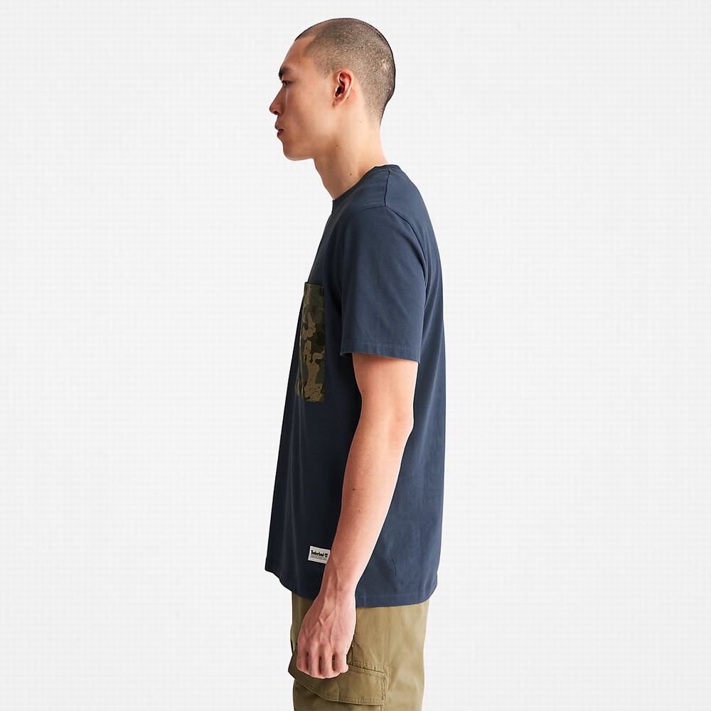 Pánské Tričko Timberland Outdoor Heritage Camo-Pocket T-Shirt Tmavě Blankyt | TI15683-824