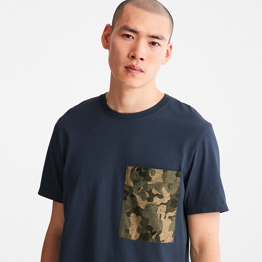 Pánské Tričko Timberland Outdoor Heritage Camo-Pocket T-Shirt Tmavě Blankyt | TI15683-824