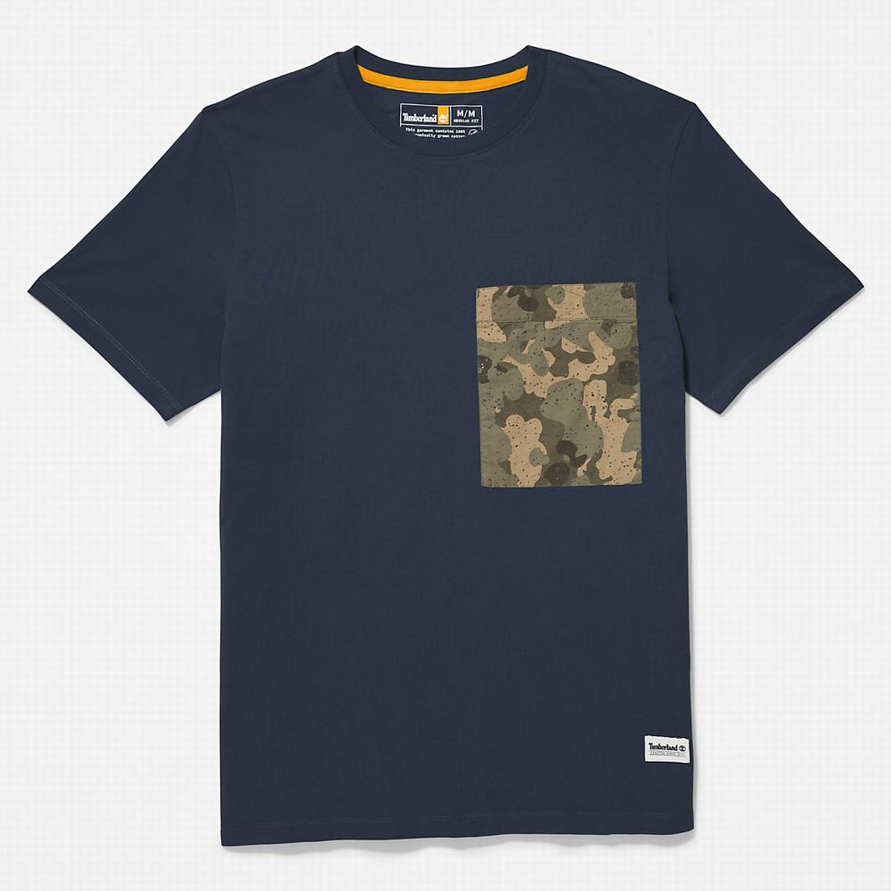 Pánské Tričko Timberland Outdoor Heritage Camo-Pocket T-Shirt Tmavě Blankyt | TI15683-824