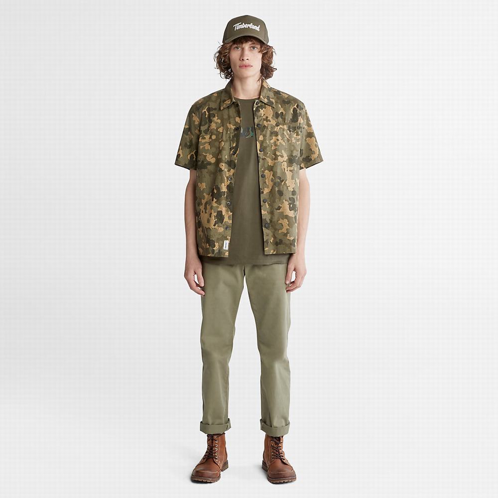 Pánské Tričko Timberland Outdoor Heritage All-Over Print Zelene | TI40912-508