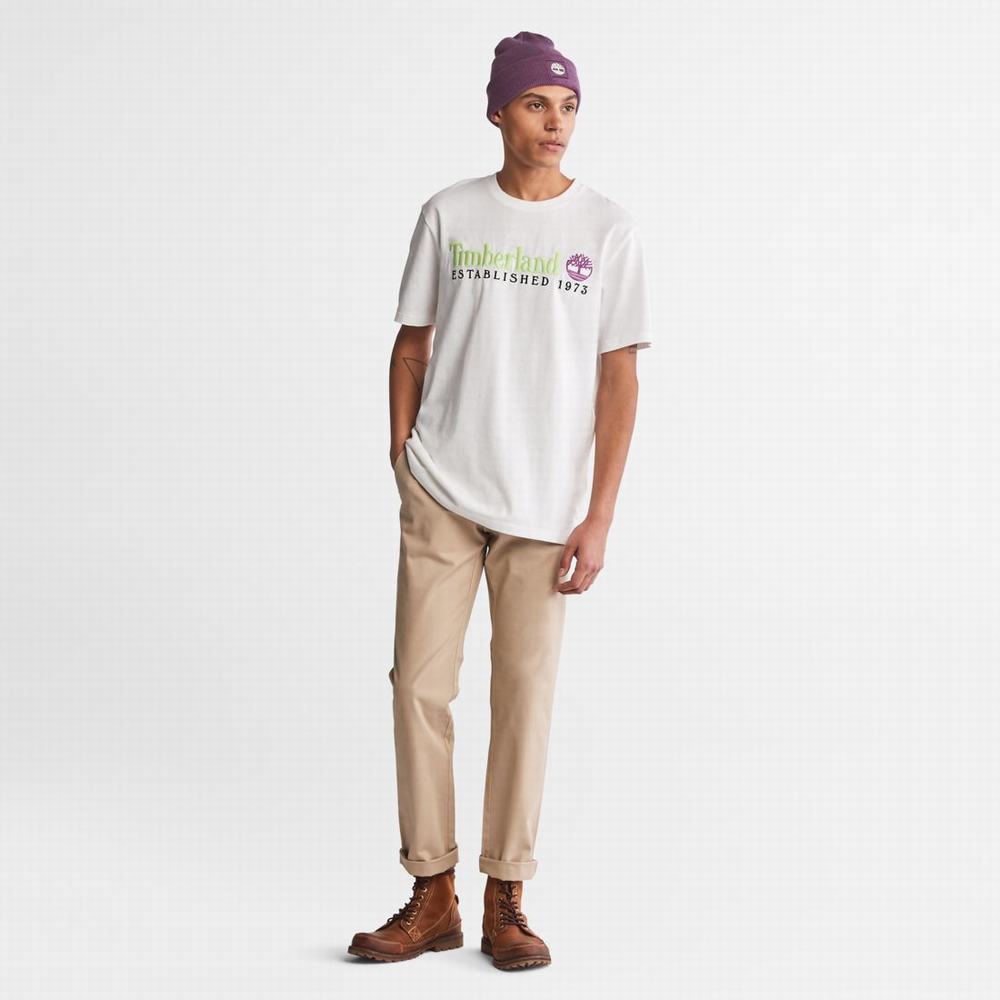 Pánské Tričko Timberland Outdoor Heritage Linear-Logo Tee Bílé | TI49102-153