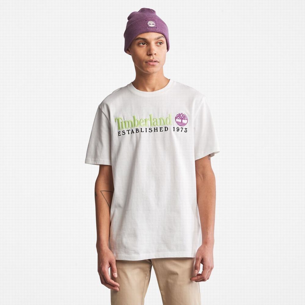 Pánské Tričko Timberland Outdoor Heritage Linear-Logo Tee Bílé | TI49102-153