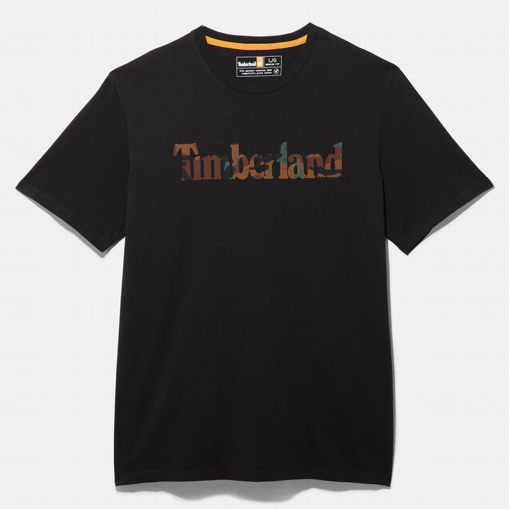 Pánské Tričko Timberland Outdoor Heritage Camo Logo T-Shirt Černé | TI50291-697
