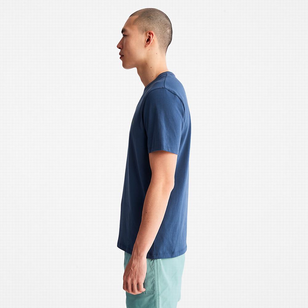 Pánské Tričko Timberland Outdoor Heritage Stacked-Logo T-Shirt Tmavě Blankyt | TI68579-149