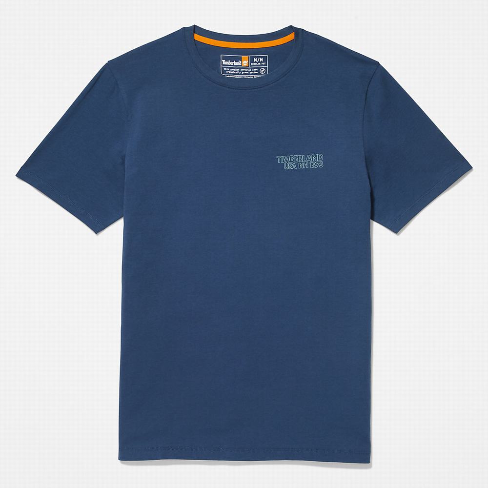 Pánské Tričko Timberland Outdoor Heritage Stacked-Logo T-Shirt Tmavě Blankyt | TI68579-149