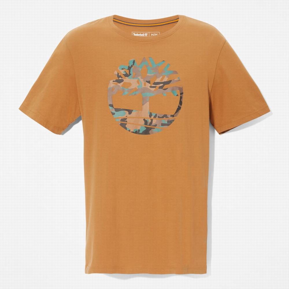 Pánské Tričko Timberland Outdoor Heritage Camo Tree-Logo T-Shirt Hnědé | TI81240-458