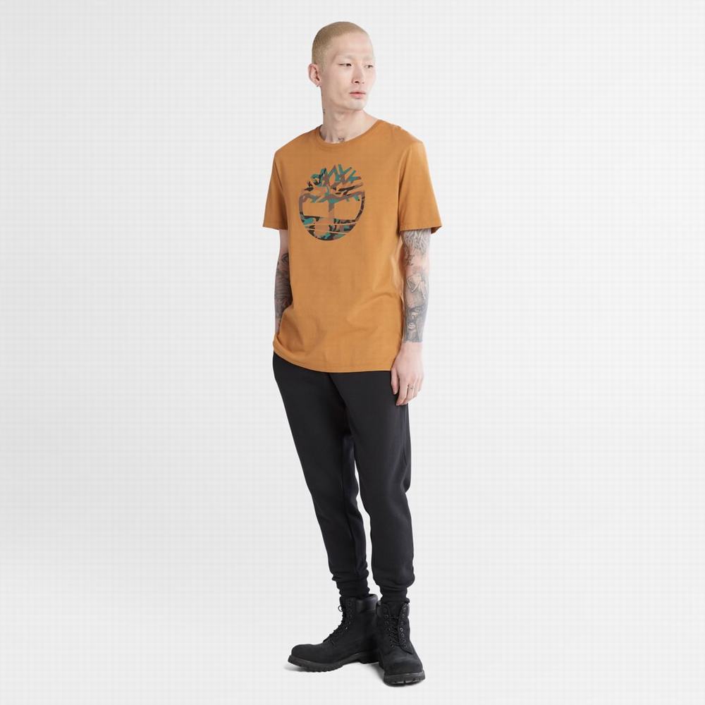 Pánské Tričko Timberland Outdoor Heritage Camo Tree-Logo T-Shirt Hnědé | TI81240-458