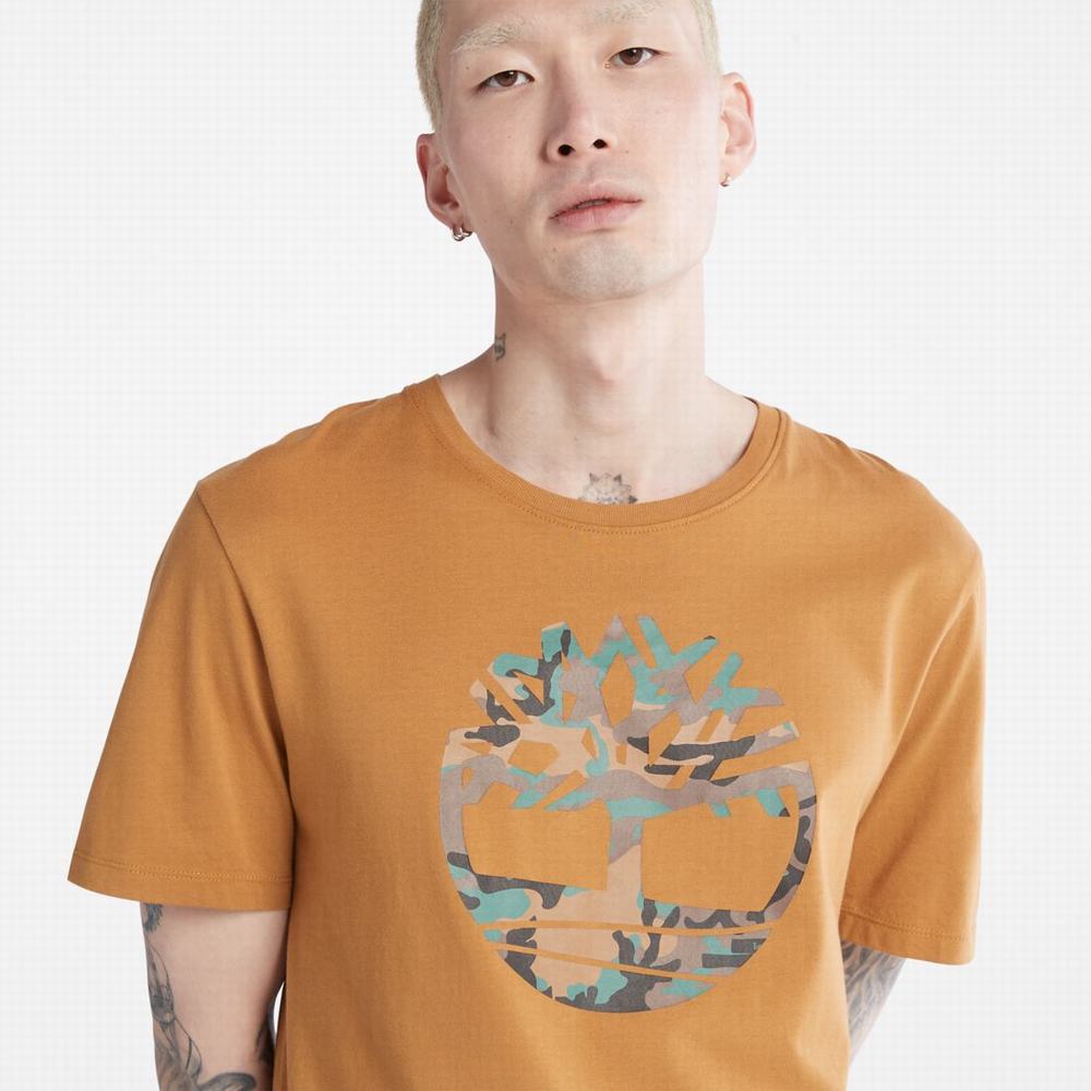 Pánské Tričko Timberland Outdoor Heritage Camo Tree-Logo T-Shirt Hnědé | TI81240-458