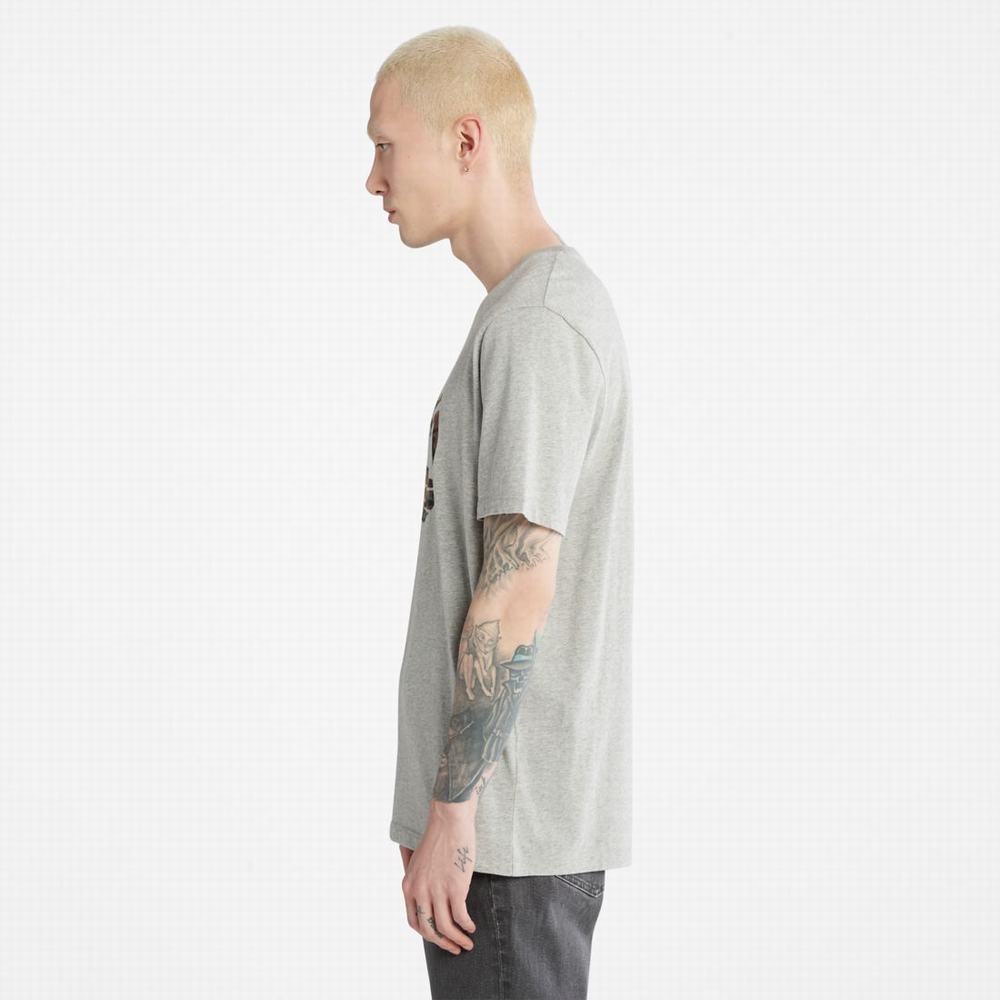 Pánské Tričko Timberland Outdoor Heritage Camo Tree-Logo T-Shirt Šedé | TI81976-356