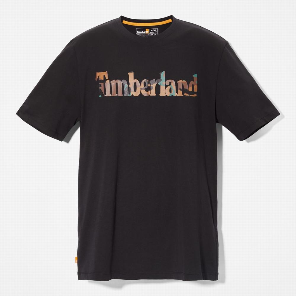 Pánské Tričko Timberland Outdoor Heritage Camo-Logo T-Shirt Černé | TI87102-539