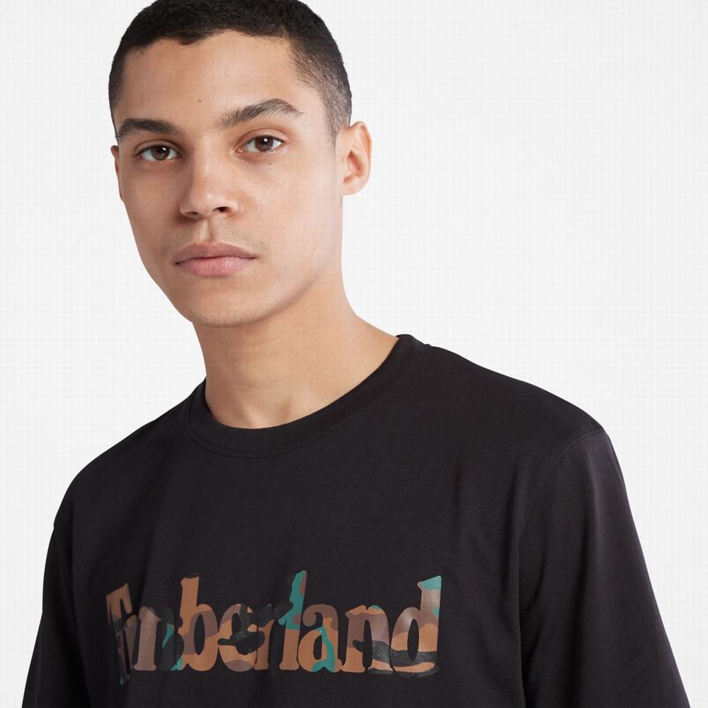 Pánské Tričko Timberland Outdoor Heritage Camo-Logo T-Shirt Černé | TI87102-539
