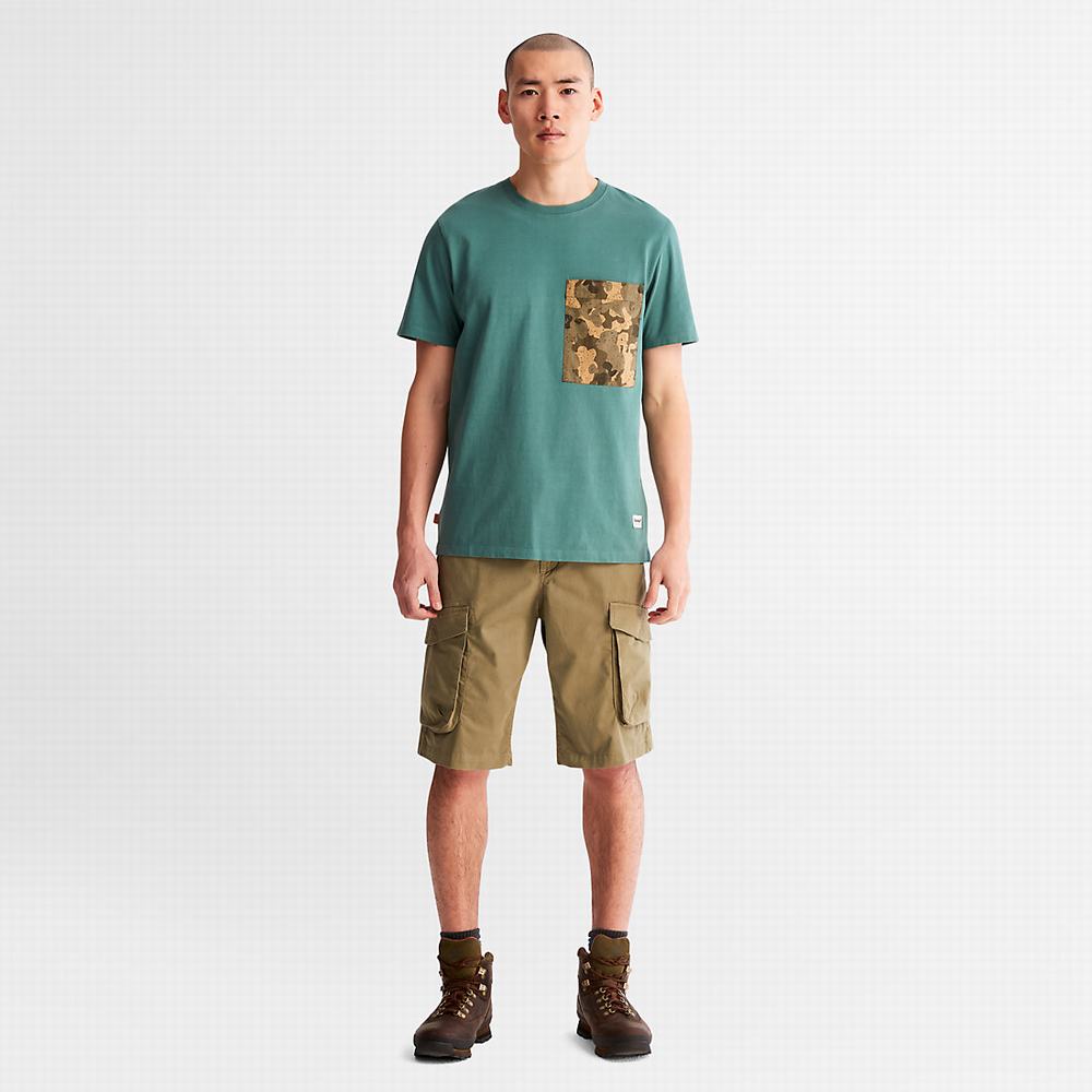 Pánské Tričko Timberland Outdoor Heritage Camo-Pocket T-Shirt Tyrkysové | TI98273-632