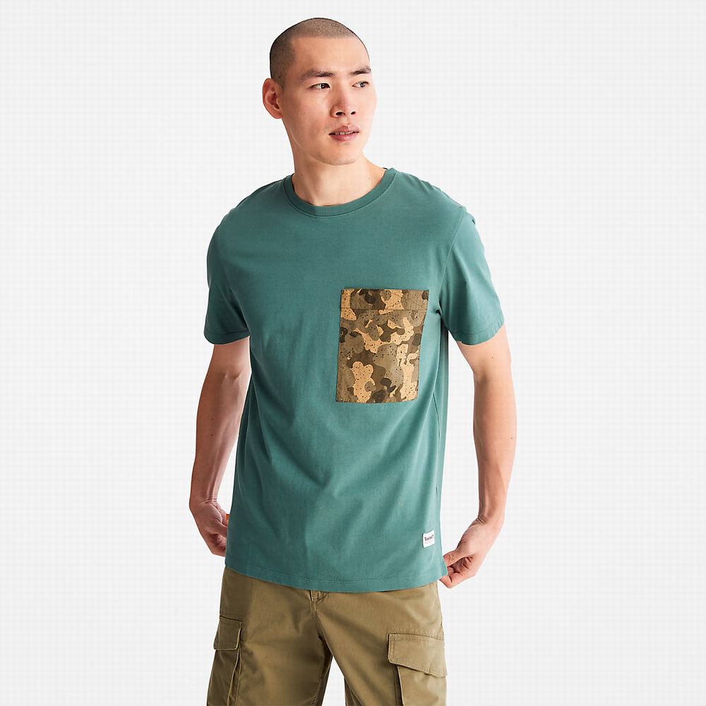 Pánské Tričko Timberland Outdoor Heritage Camo-Pocket T-Shirt Tyrkysové | TI98273-632