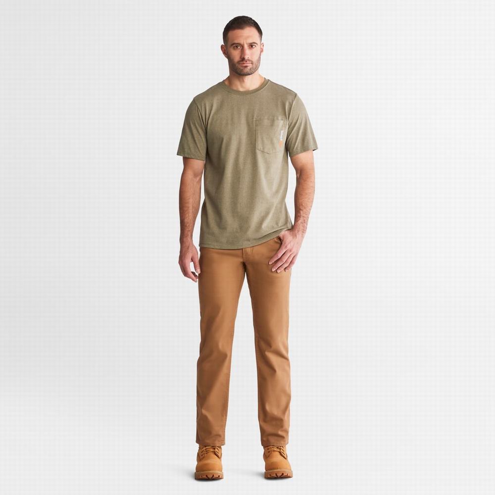 Pánské Tričko Timberland PRO® Base Plate Blended Krátké-Sleeve T-Shirt Olivy Zelené | TI03769-458