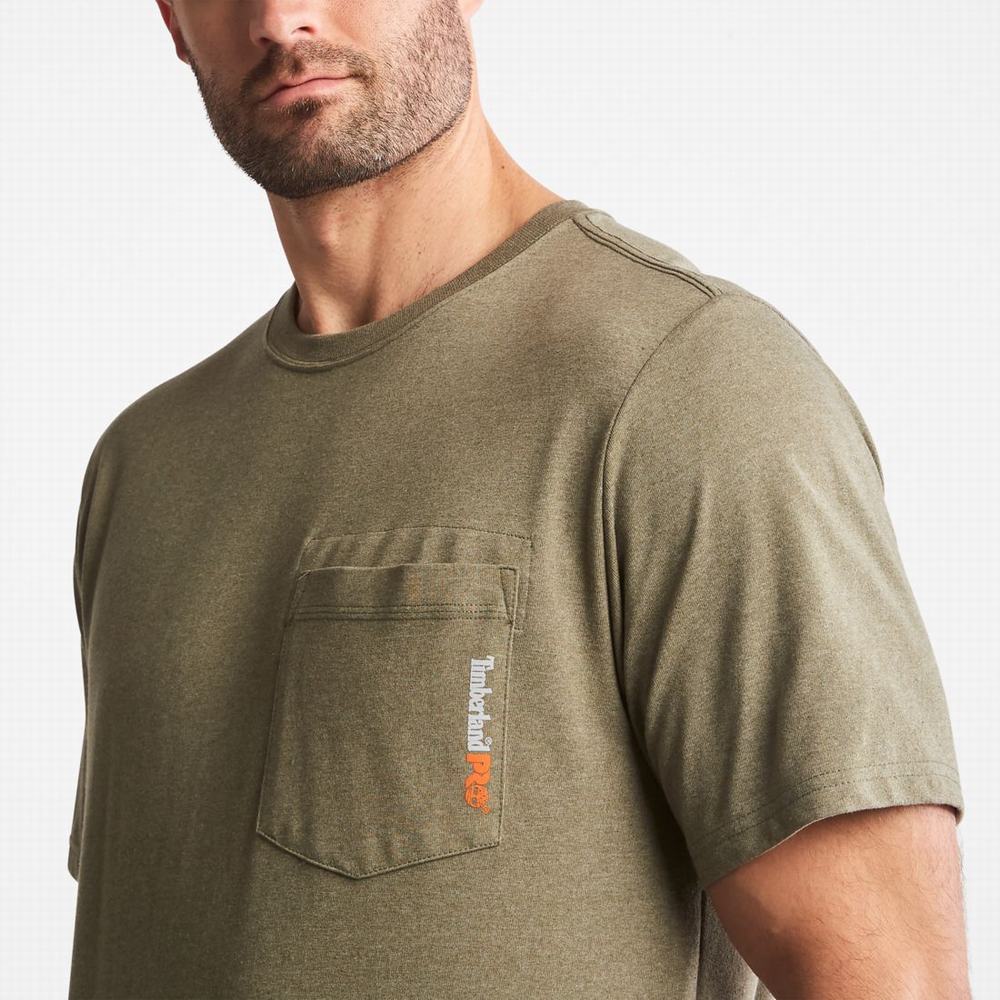 Pánské Tričko Timberland PRO® Base Plate Blended Krátké-Sleeve T-Shirt Olivy Zelené | TI03769-458
