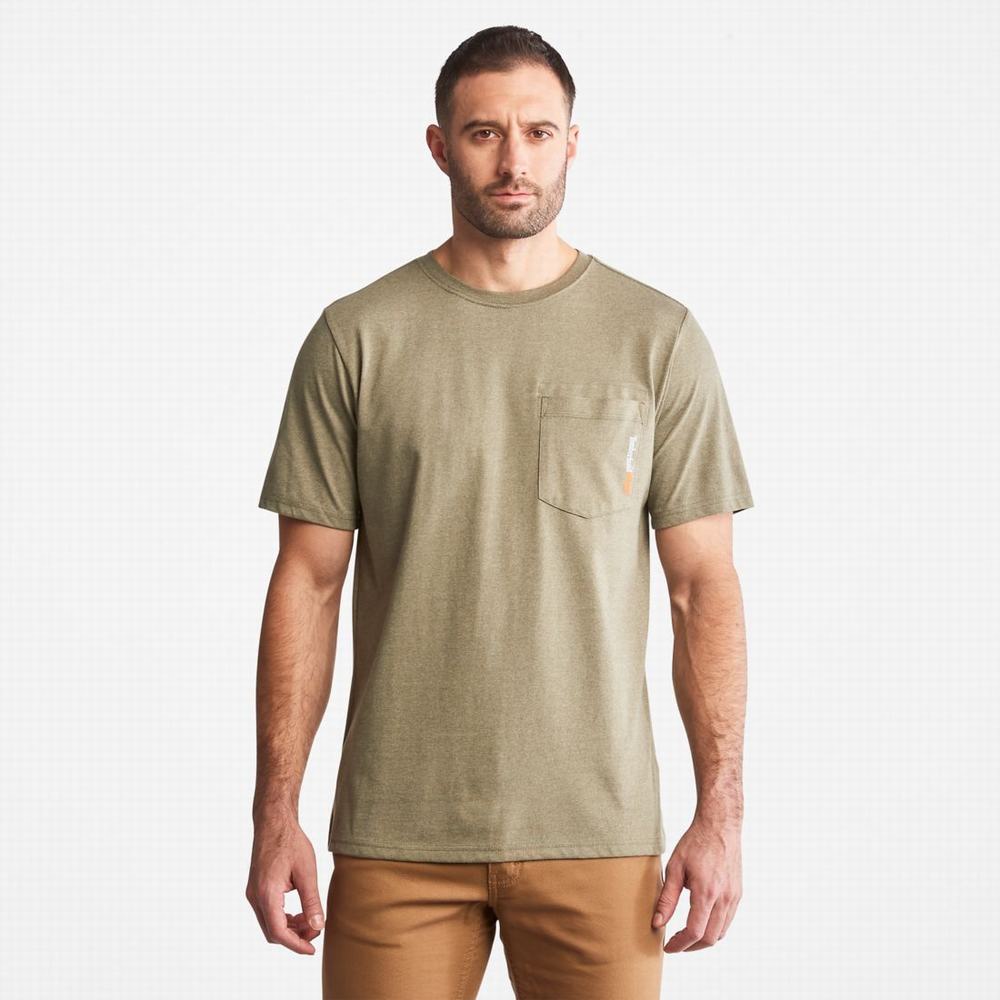 Pánské Tričko Timberland PRO® Base Plate Blended Krátké-Sleeve T-Shirt Olivy Zelené | TI03769-458