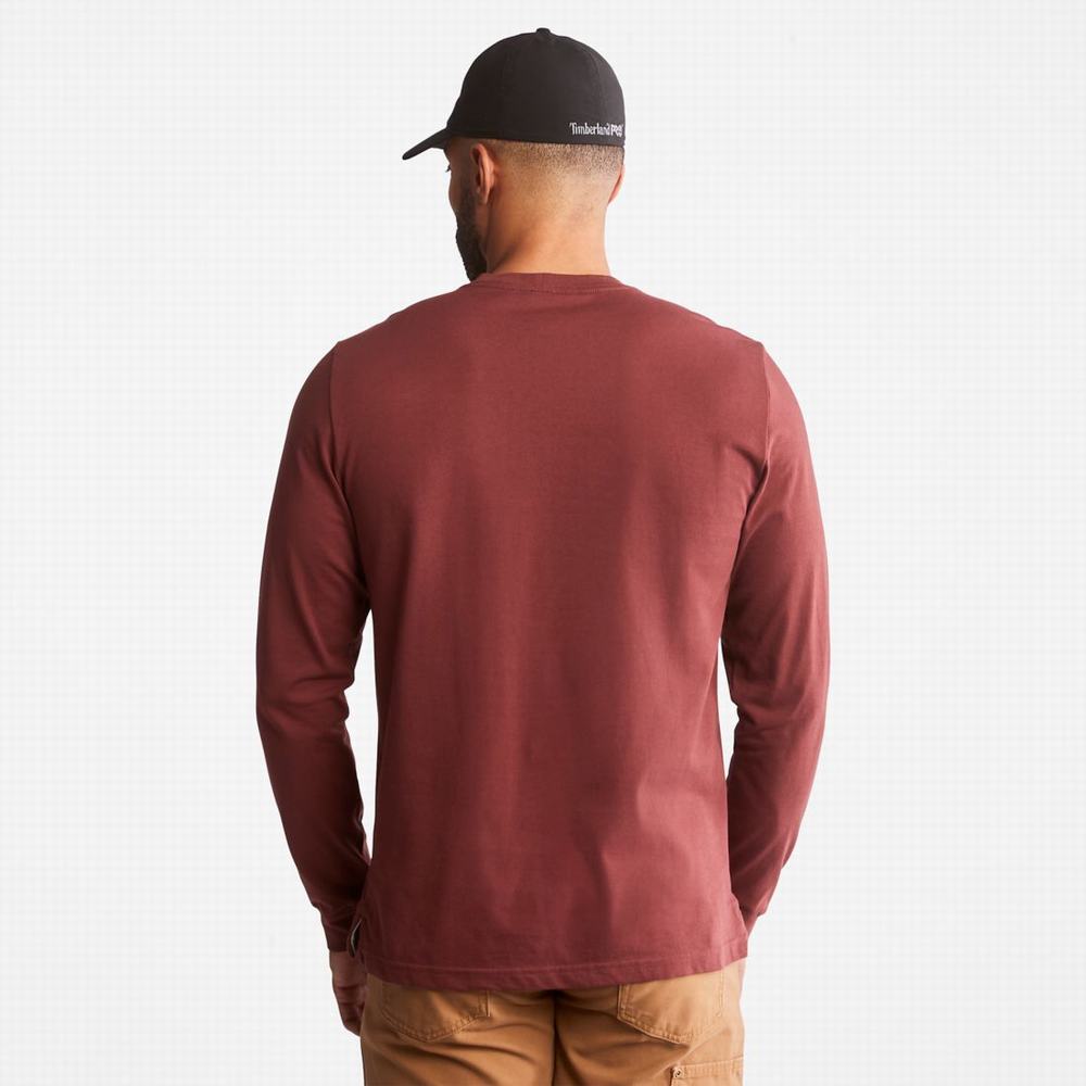 Pánské Tričko Timberland PRO® Base Plate Long-Sleeve Wicking T-Shirt Vínové | TI48705-831