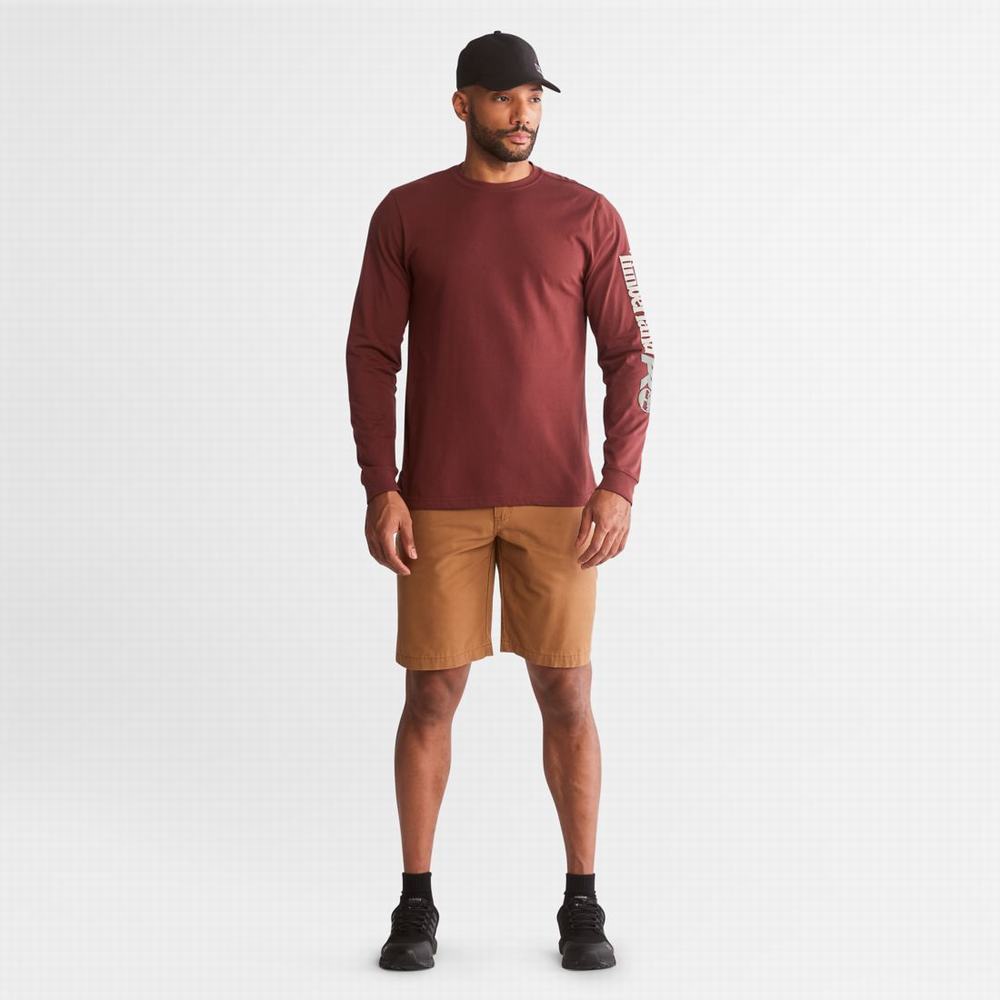 Pánské Tričko Timberland PRO® Base Plate Long-Sleeve Wicking T-Shirt Vínové | TI48705-831