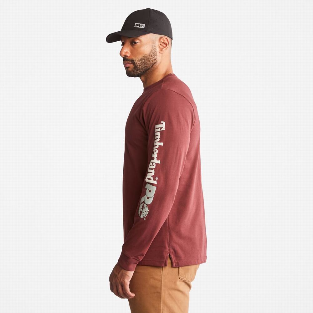 Pánské Tričko Timberland PRO® Base Plate Long-Sleeve Wicking T-Shirt Vínové | TI48705-831