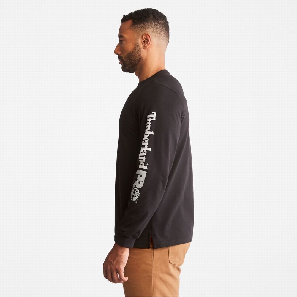 Pánské Tričko Timberland PRO® Base Plate Long-Sleeve Wicking T-Shirt Černé | TI79081-765