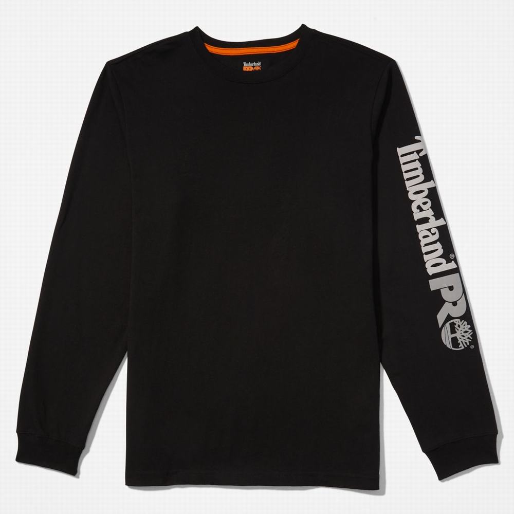 Pánské Tričko Timberland PRO® Base Plate Long-Sleeve Wicking T-Shirt Černé | TI79081-765