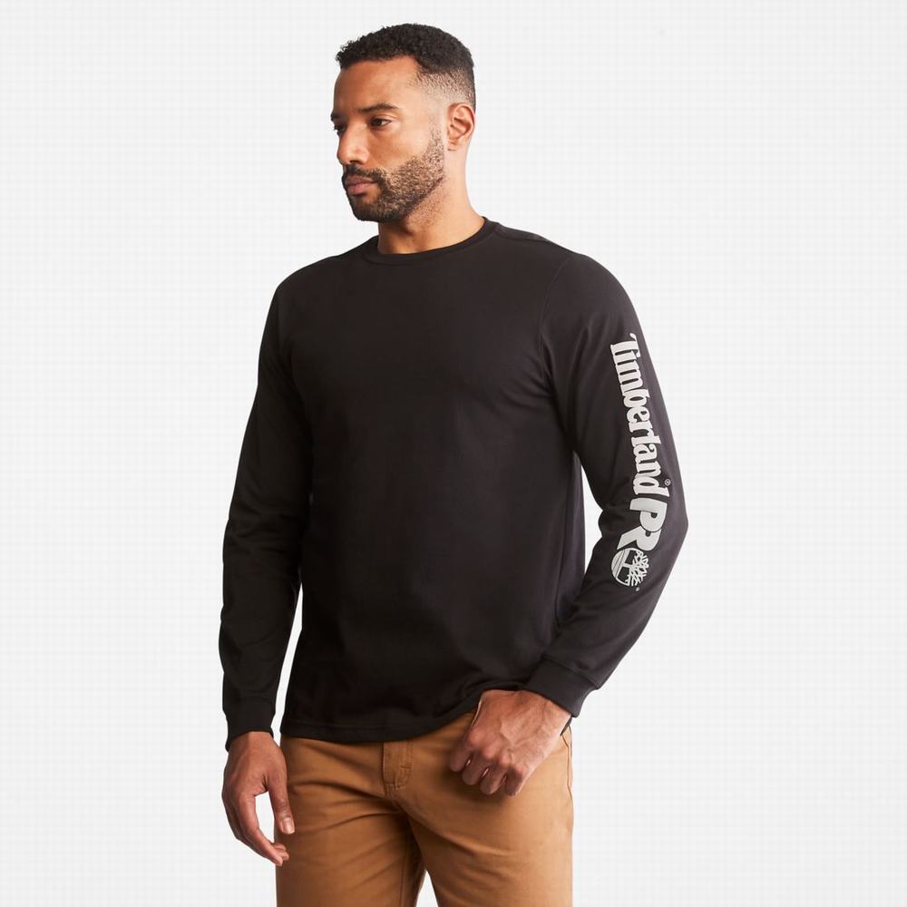 Pánské Tričko Timberland PRO® Base Plate Long-Sleeve Wicking T-Shirt Černé | TI79081-765