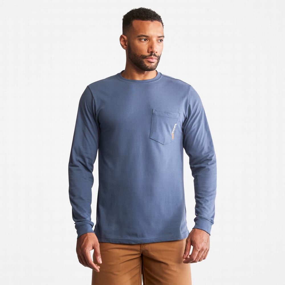 Pánské Tričko Timberland PRO® Base Plate Long-Sleeve T-Shirt Indigo | TI79548-508