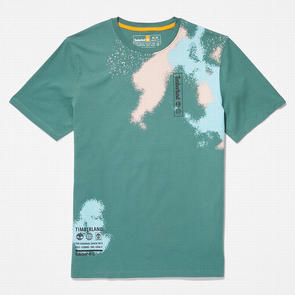 Pánské Tričko Timberland Paint Graphic T-Shirt Tyrkysové | TI19487-280