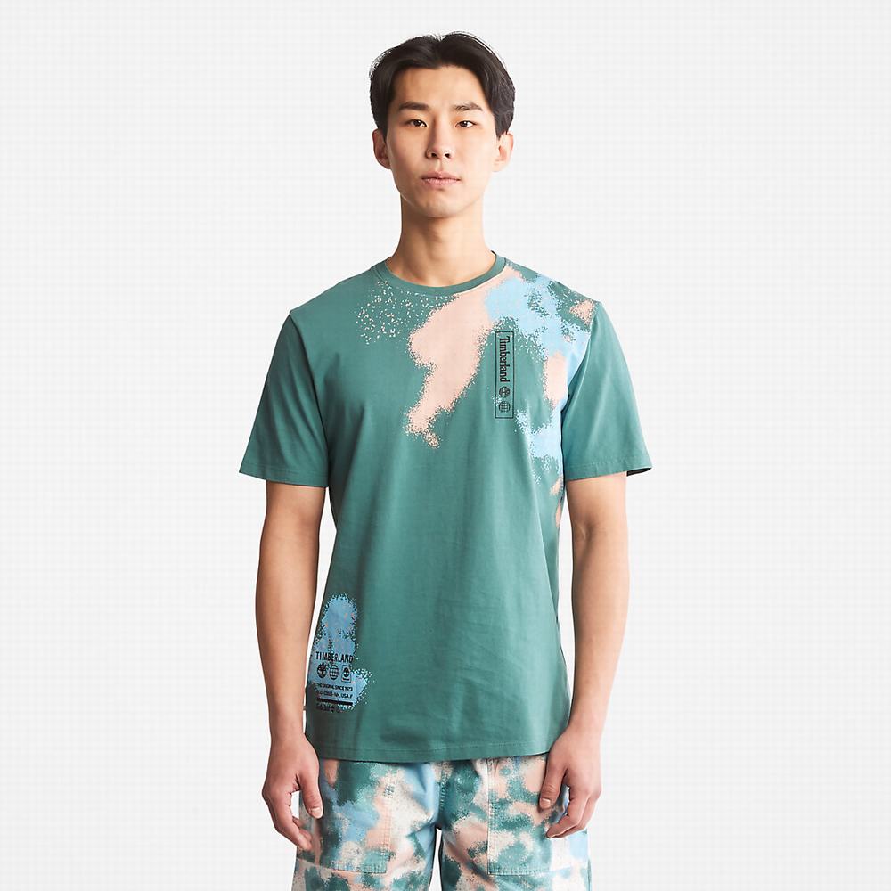 Pánské Tričko Timberland Paint Graphic T-Shirt Tyrkysové | TI19487-280