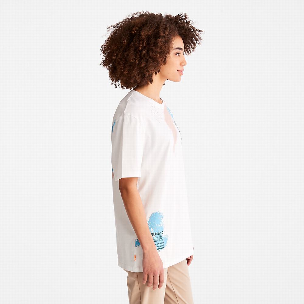 Pánské Tričko Timberland Paint Graphic T-Shirt Bílé | TI87912-612
