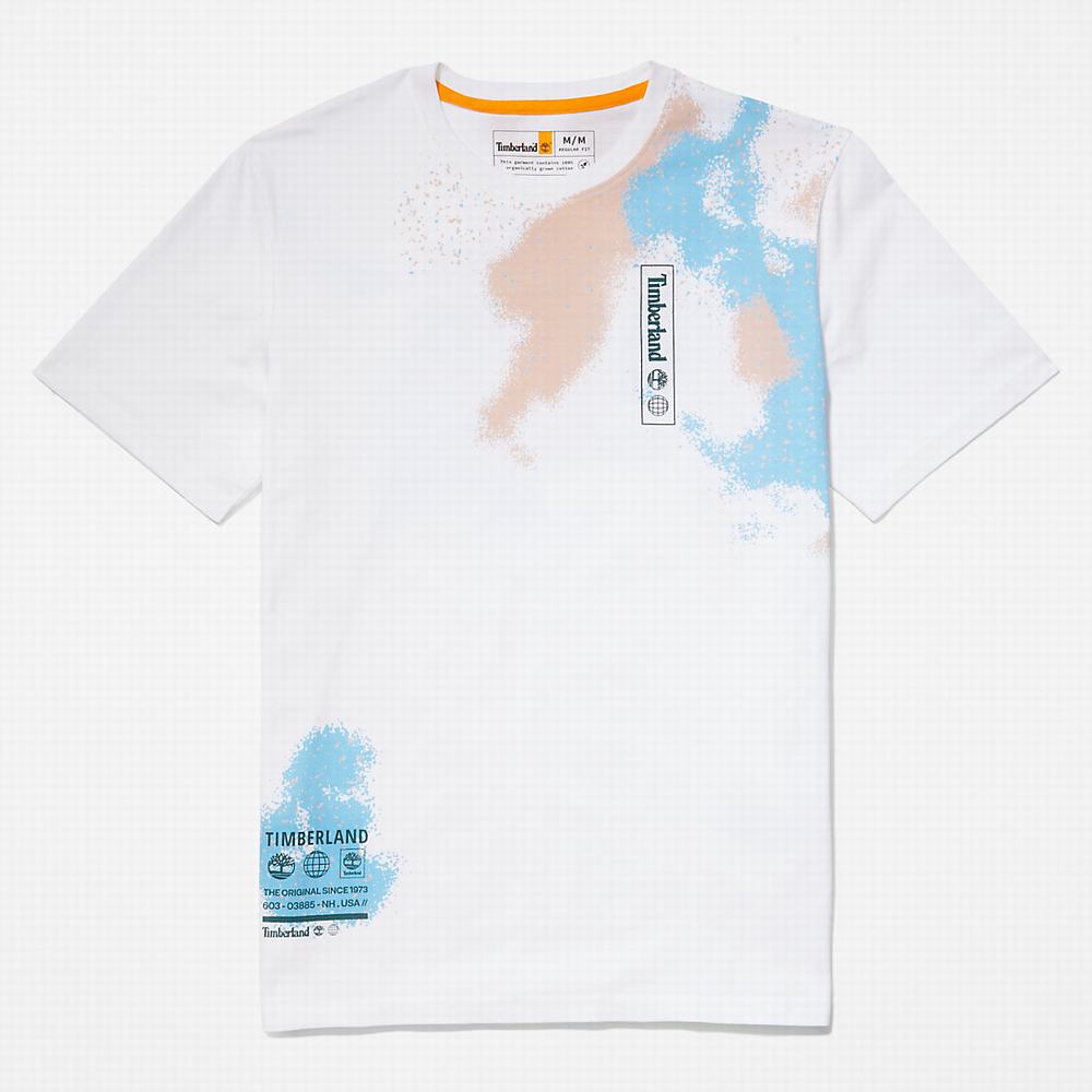 Pánské Tričko Timberland Paint Graphic T-Shirt Bílé | TI87912-612