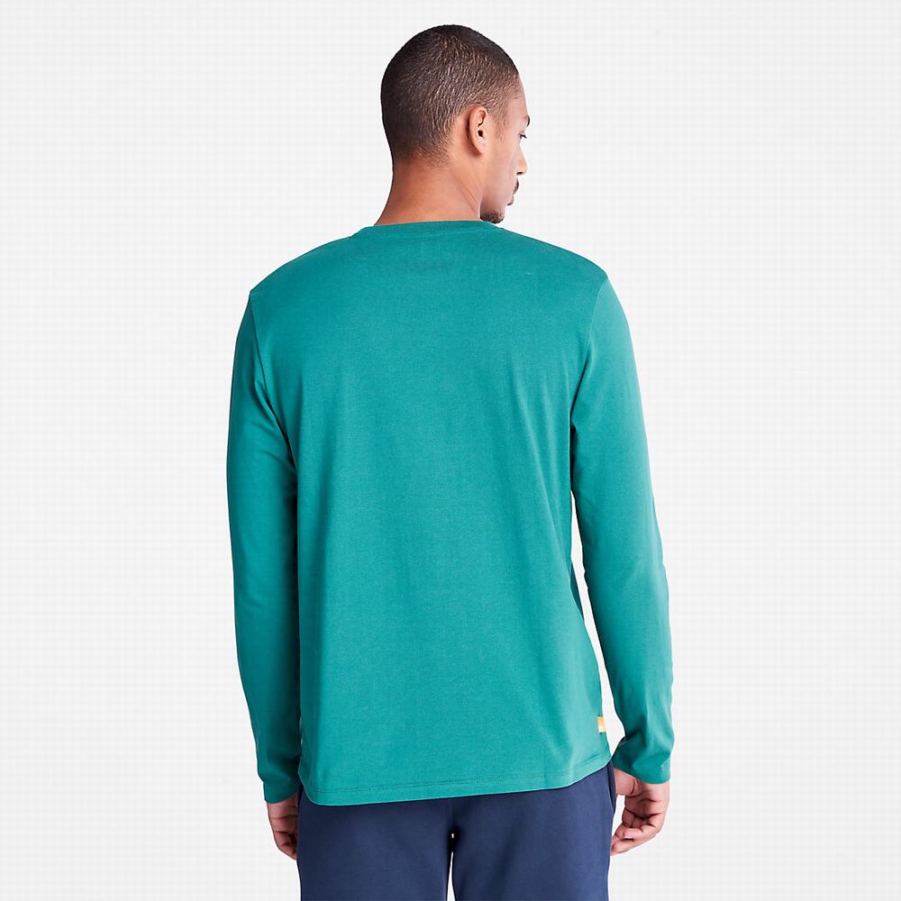 Pánské Tričko Timberland Photographic Print LS T-Shirt Zelene | TI49537-312
