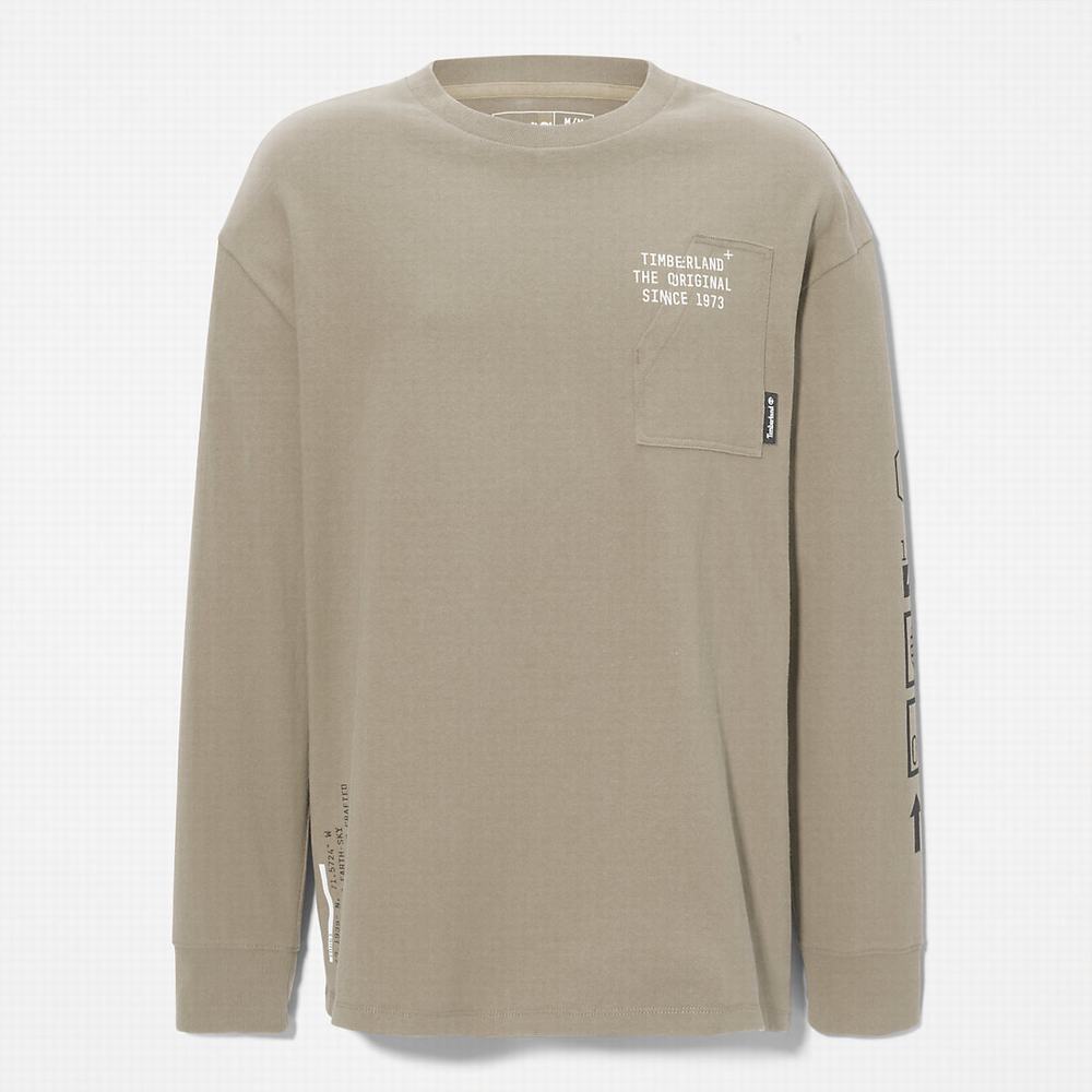 Pánské Tričko Timberland Progressive Utility Graphic LS T-Shirt Světle Šedé | TI53162-678