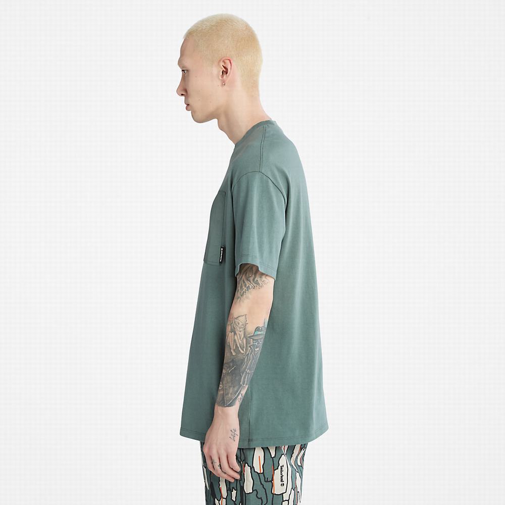 Pánské Tričko Timberland Progressive Utility Pocket T-Shirt Zelene | TI71836-540