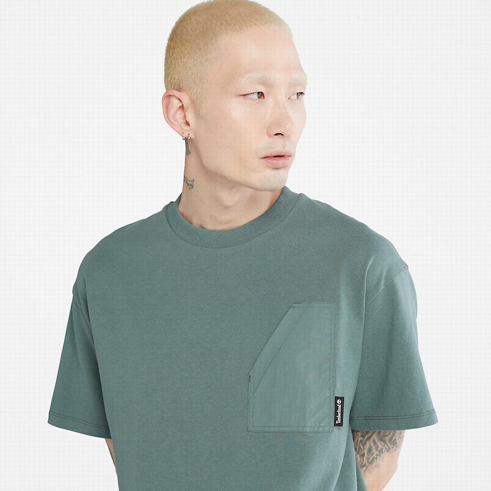 Pánské Tričko Timberland Progressive Utility Pocket T-Shirt Zelene | TI71836-540