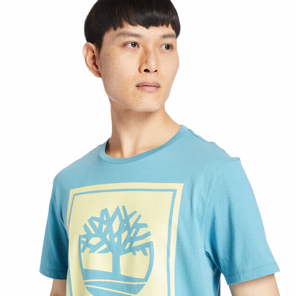 Pánské Tričko Timberland Stack Logo T-Shirt Tyrkysové | TI08149-234
