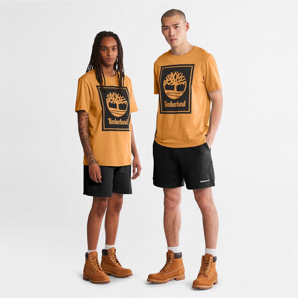 Pánské Tričko Timberland Stack Logo T-Shirt Oranžové Černé | TI24190-586