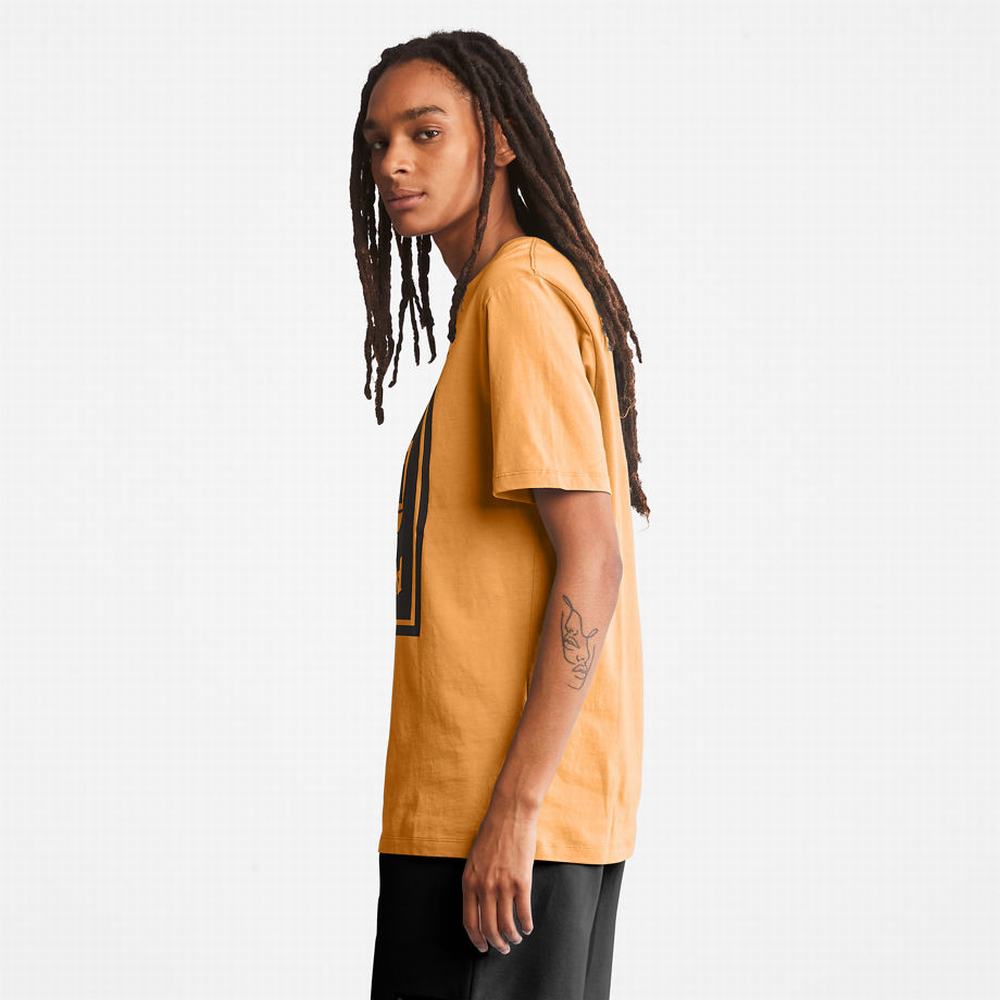 Pánské Tričko Timberland Stack Logo T-Shirt Oranžové Černé | TI24190-586