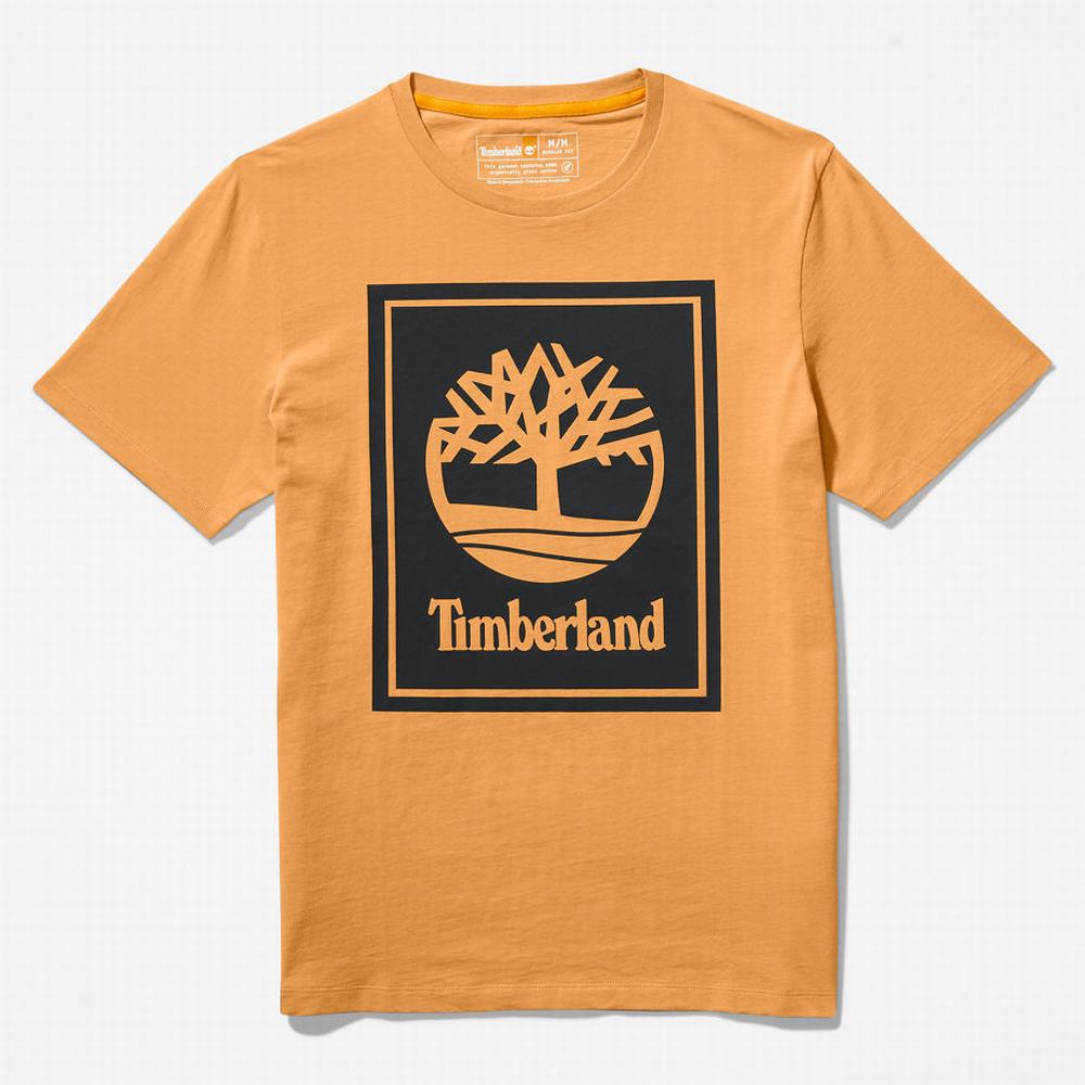 Pánské Tričko Timberland Stack Logo T-Shirt Oranžové Černé | TI24190-586