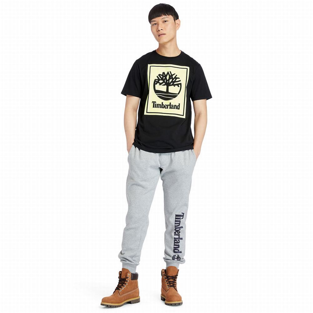 Pánské Tričko Timberland Stack Logo T-Shirt Černé | TI36214-912